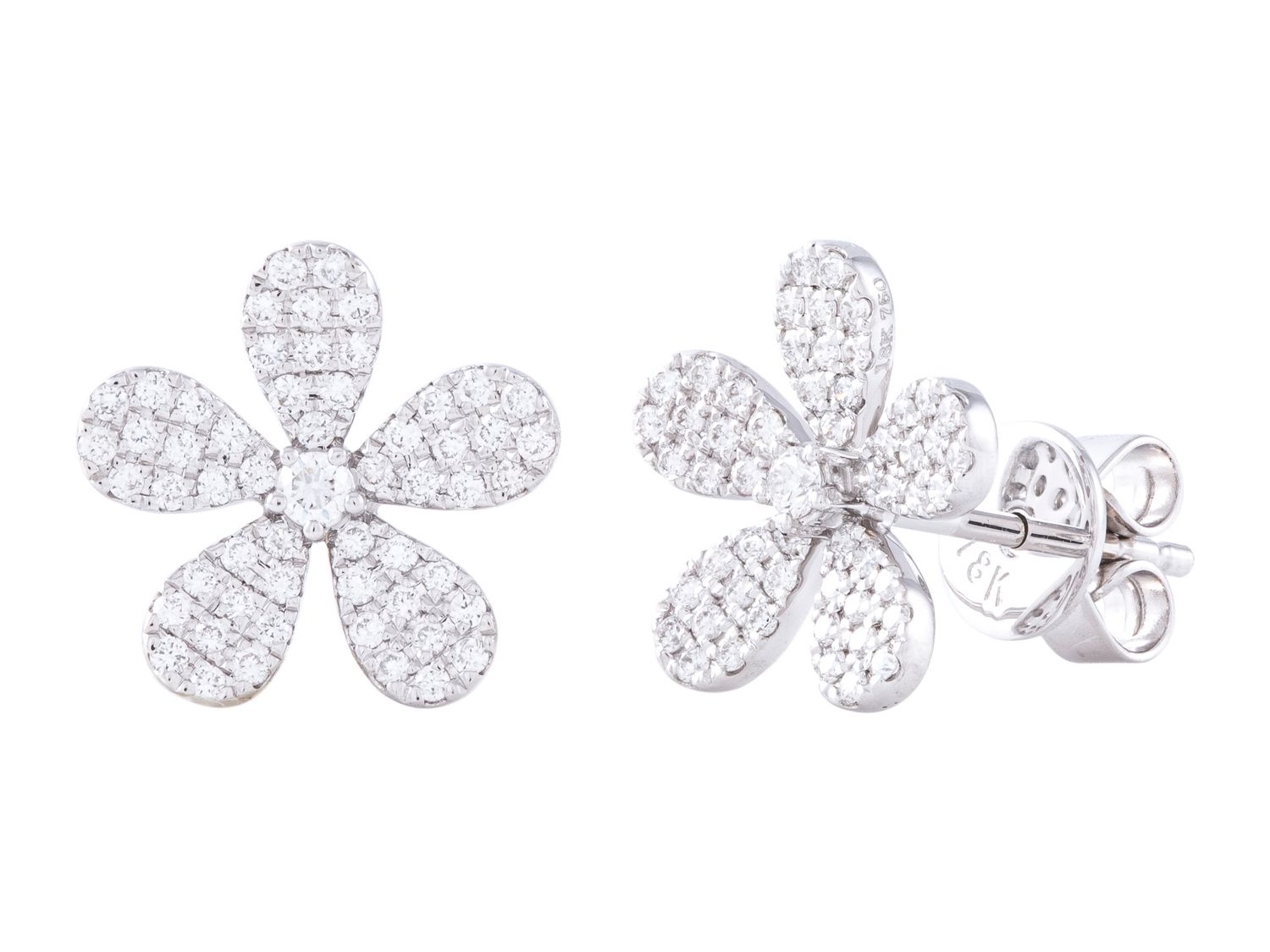 Diamond Earrings - 18 KT White Gold