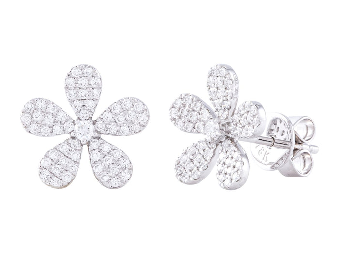 Diamond Earrings - 18 KT White Gold