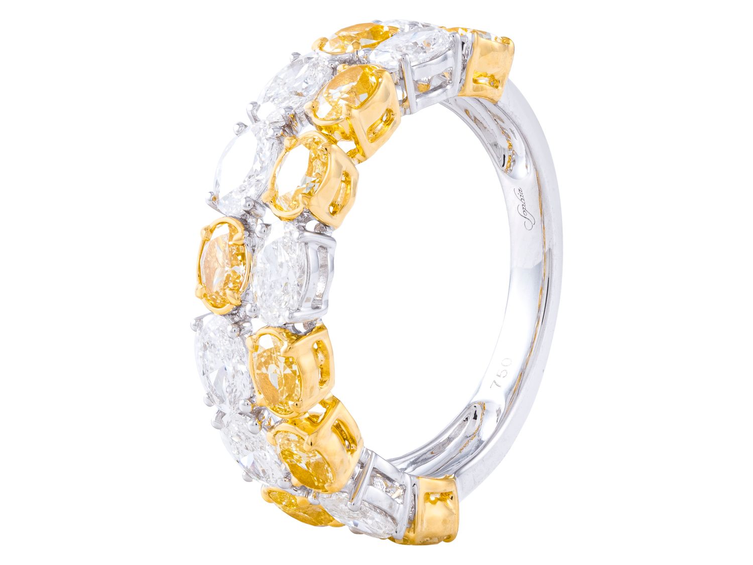 Diamond Band - 18 KT White and Yellow Gold