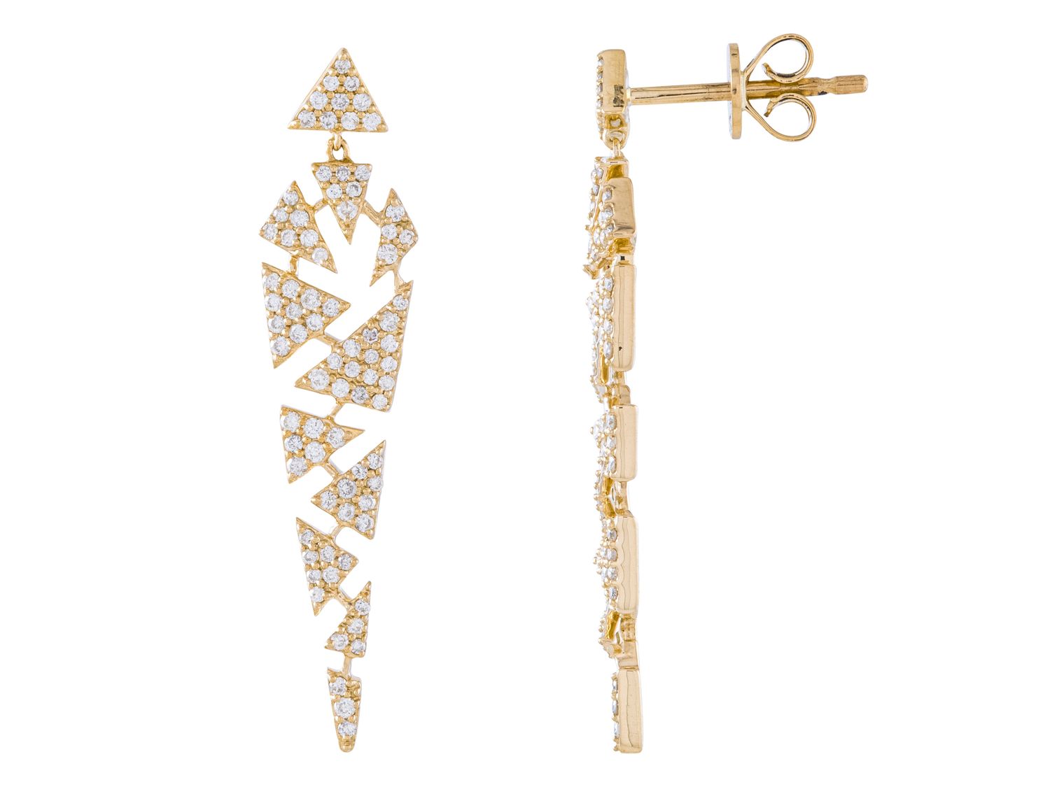 Diamond Earrings - 14 KT Yellow Gold