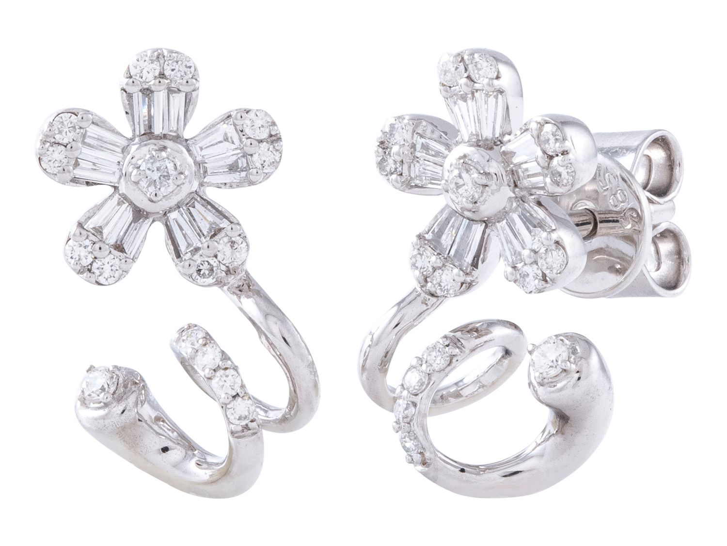 Diamond Earrings - 14 KT White Gold