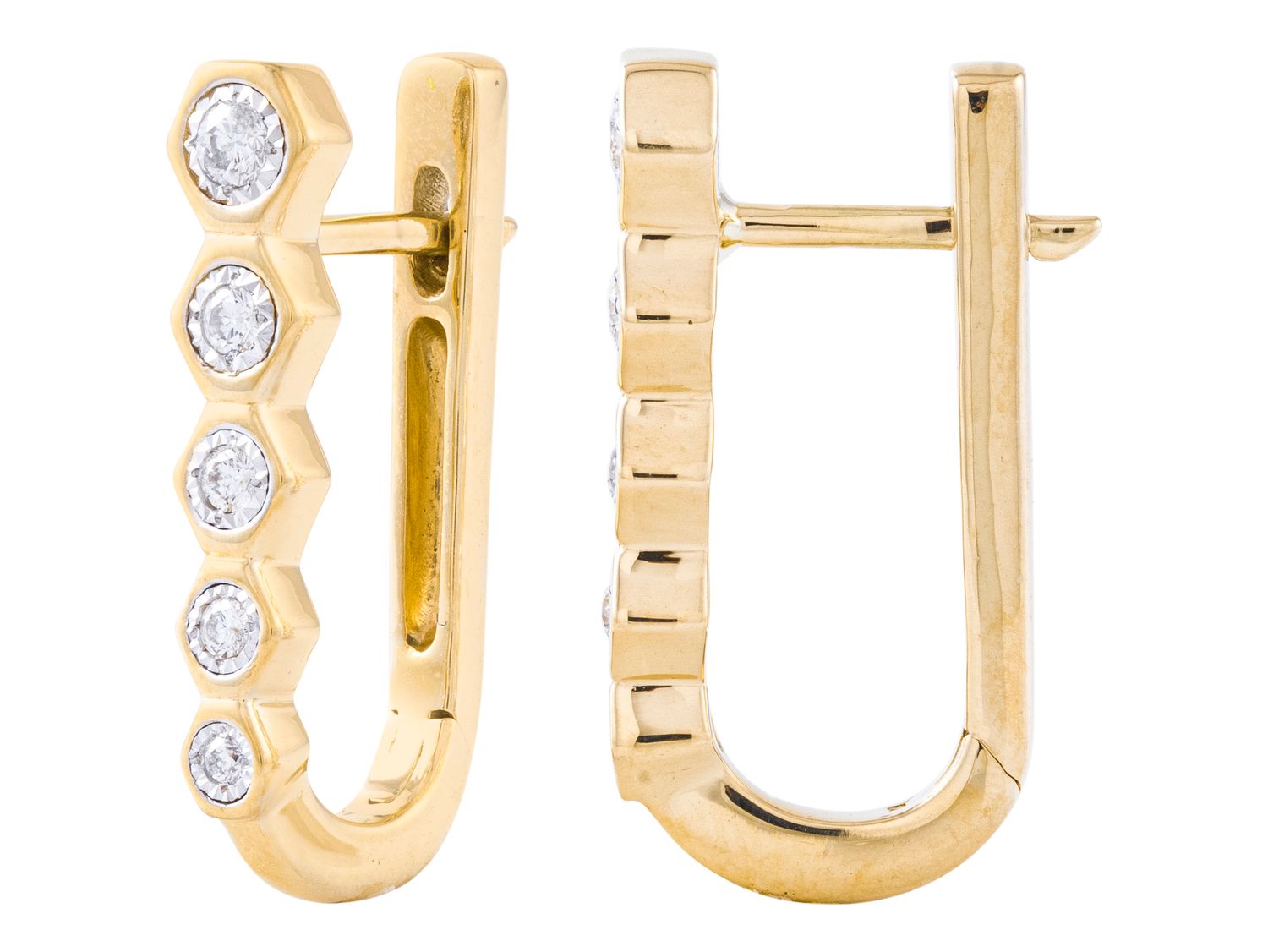 Diamond Earrings - 14 KT Yellow Gold