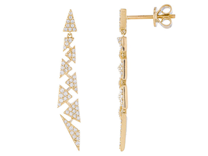 Diamond Earrings - 14 KT Yellow Gold