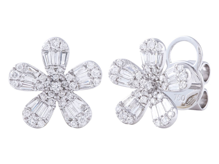Diamond Earrings - 18 KT White Gold