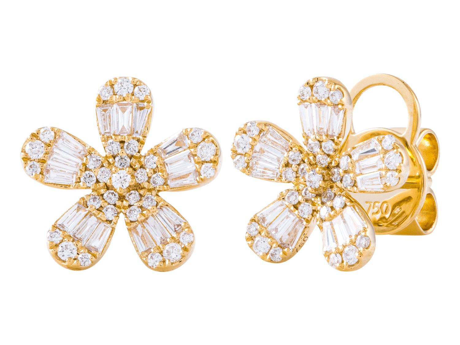 Diamond Earrings - 18 KT Yellow Gold