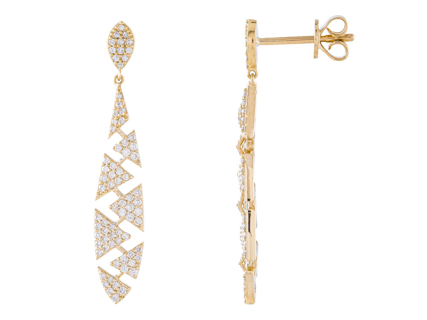 Diamond Earrings - 14 KT Yellow Gold