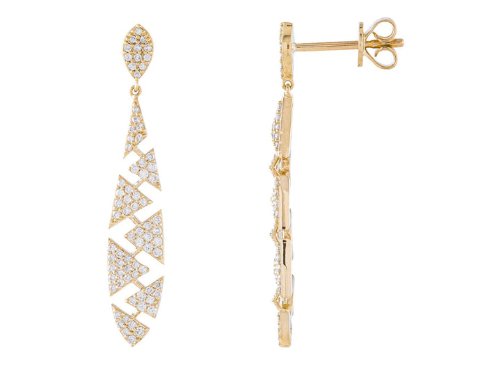 Diamond Earrings - 14 KT Yellow Gold