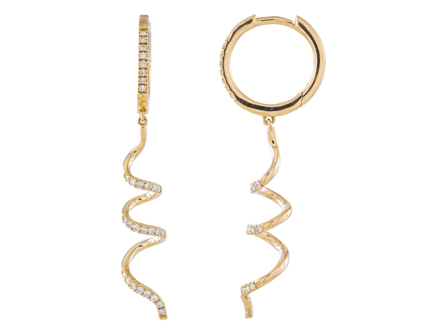 Diamond Earrings - 14 KT Yellow Gold