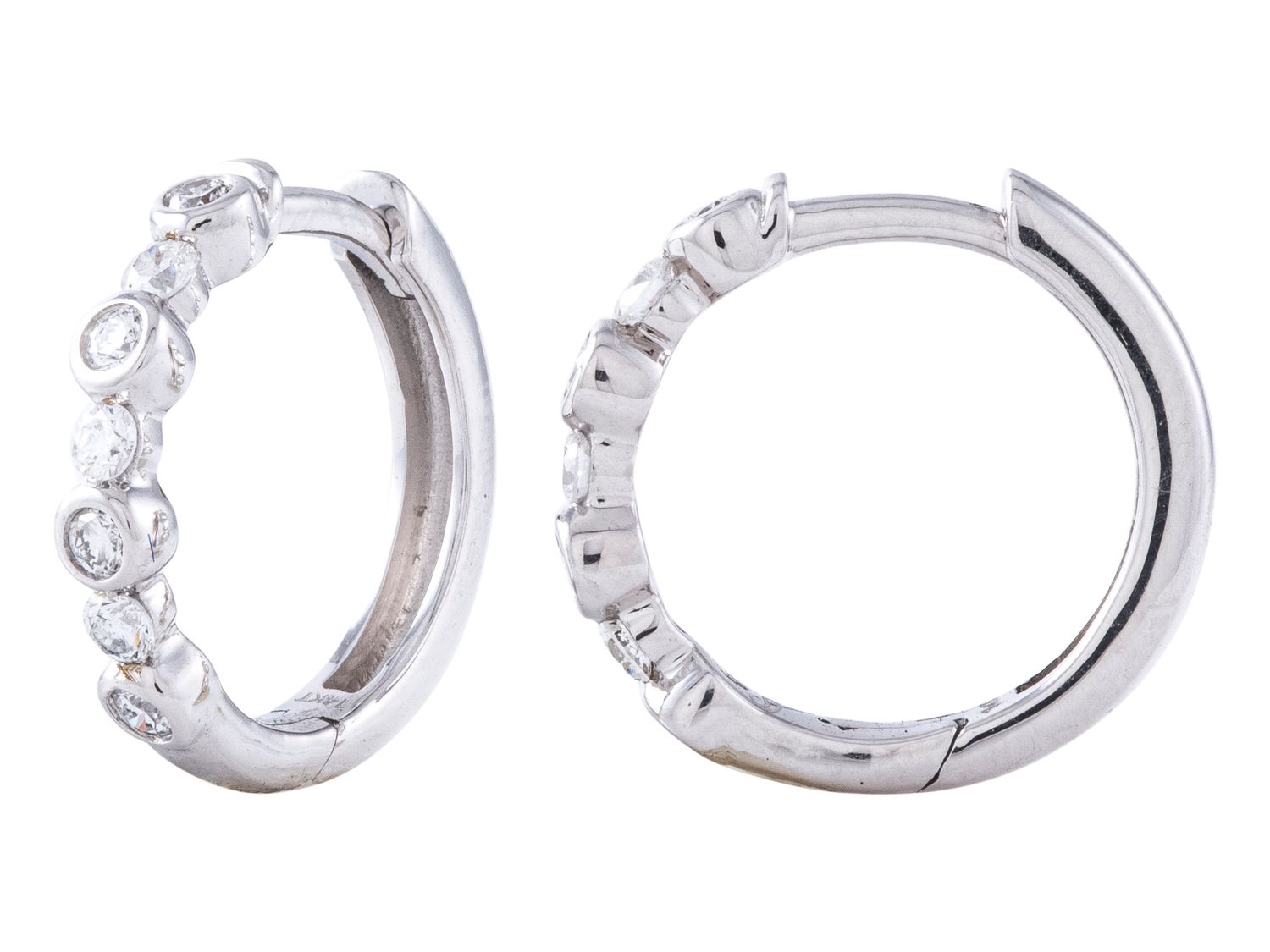 Diamond Hoop Earrings - 14 KT White Gold