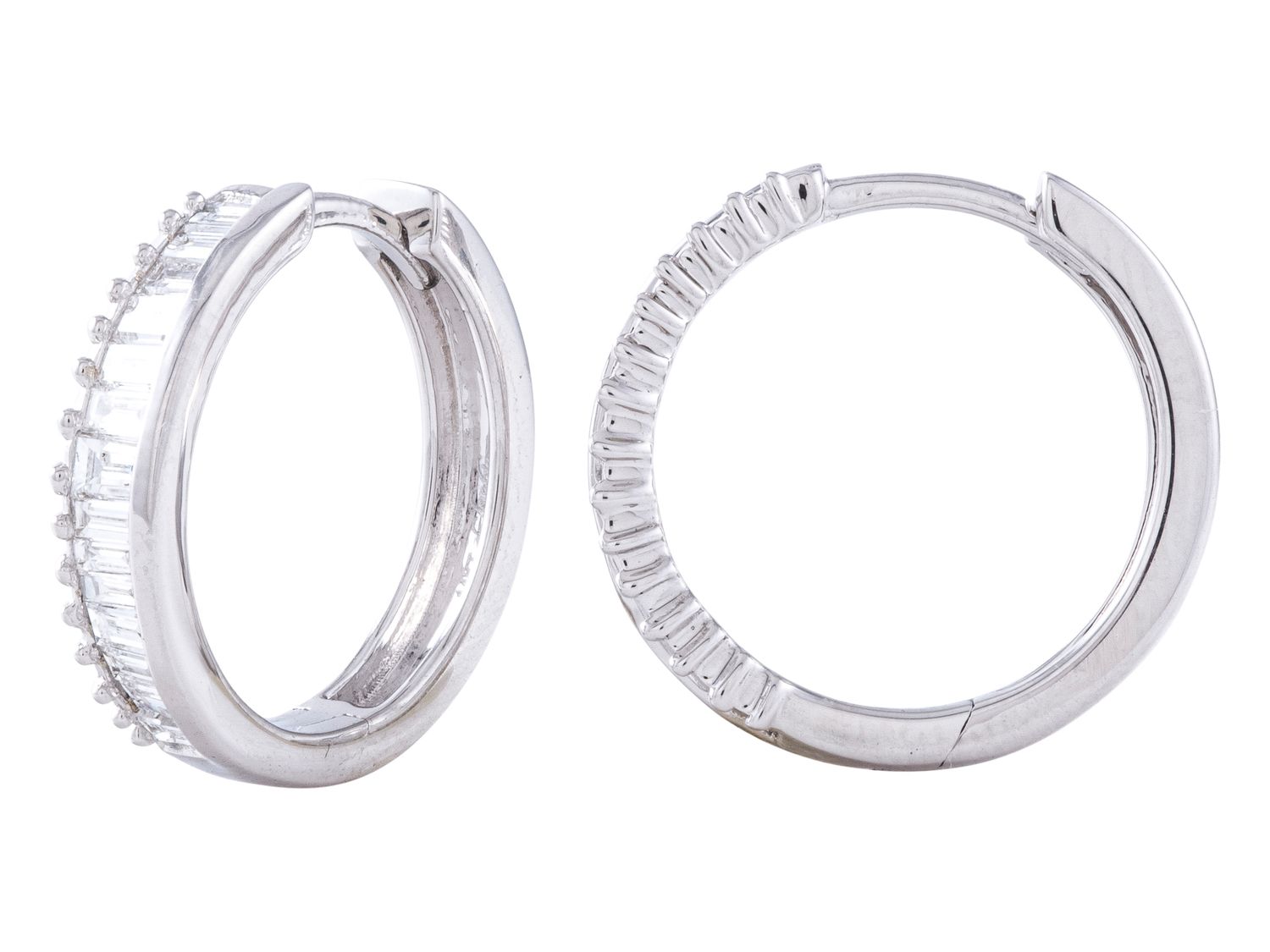 Diamond Hoop Earrings - 14 KT White Gold