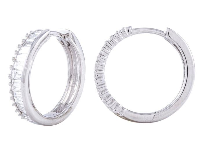 Diamond Hoop Earrings - 14 KT White Gold