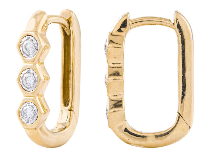 Diamond Hoop Earrings - 14 KT Yellow Gold
