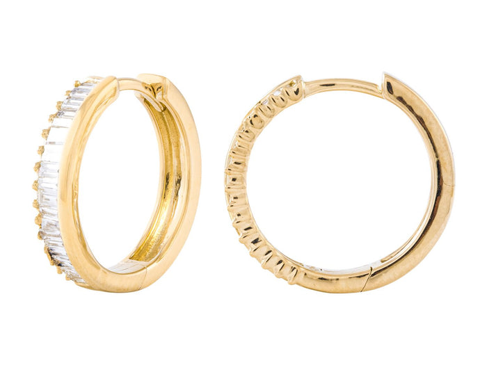 Diamond Hoop Earrings - 14 KT Yellow Gold
