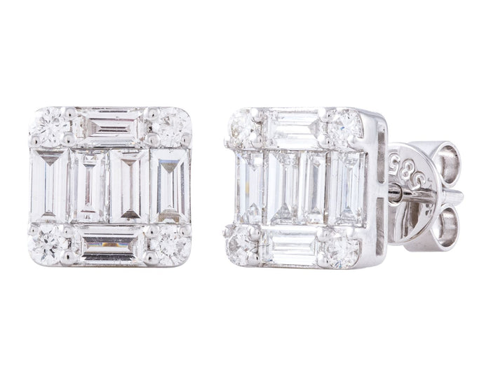 Diamond Earrings - 14 KT White Gold
