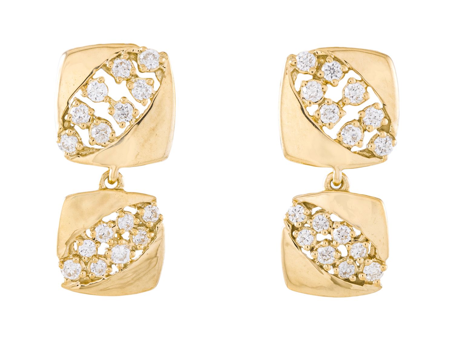 Diamond Earrings - 14 KT Yellow Gold