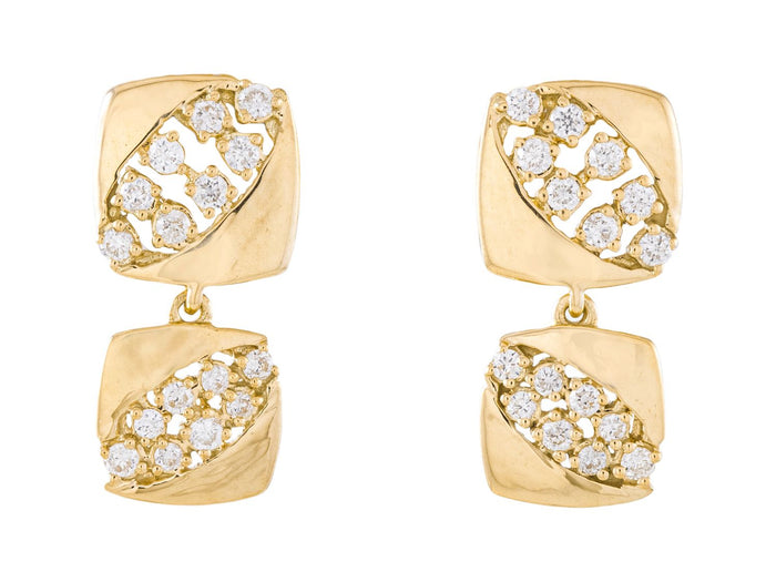 Diamond Earrings - 14 KT Yellow Gold