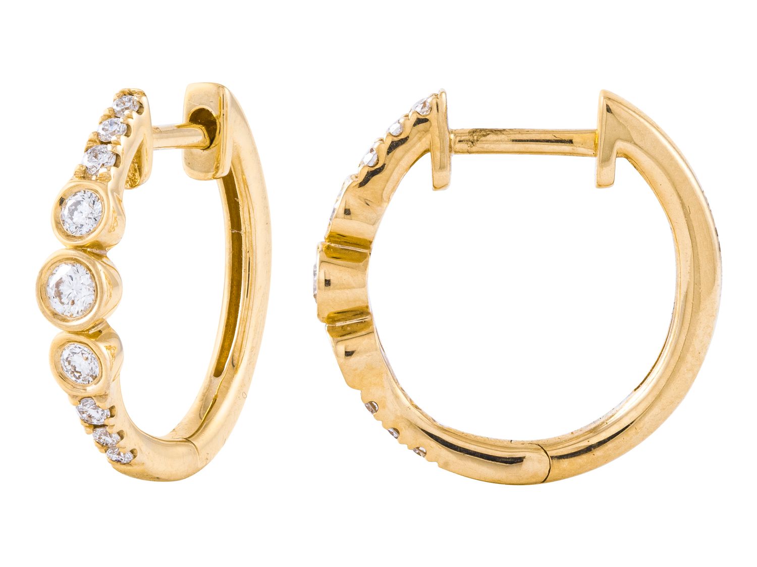 Diamond Earrings - 14 KT Yellow Gold