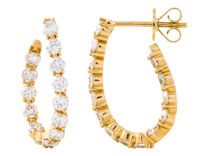 Diamond Earrings - 14 KT Yellow Gold