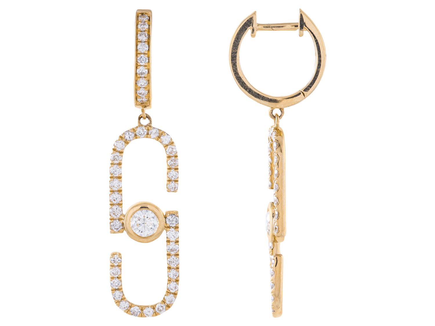 Diamond Earrings - 14 KT Yellow Gold