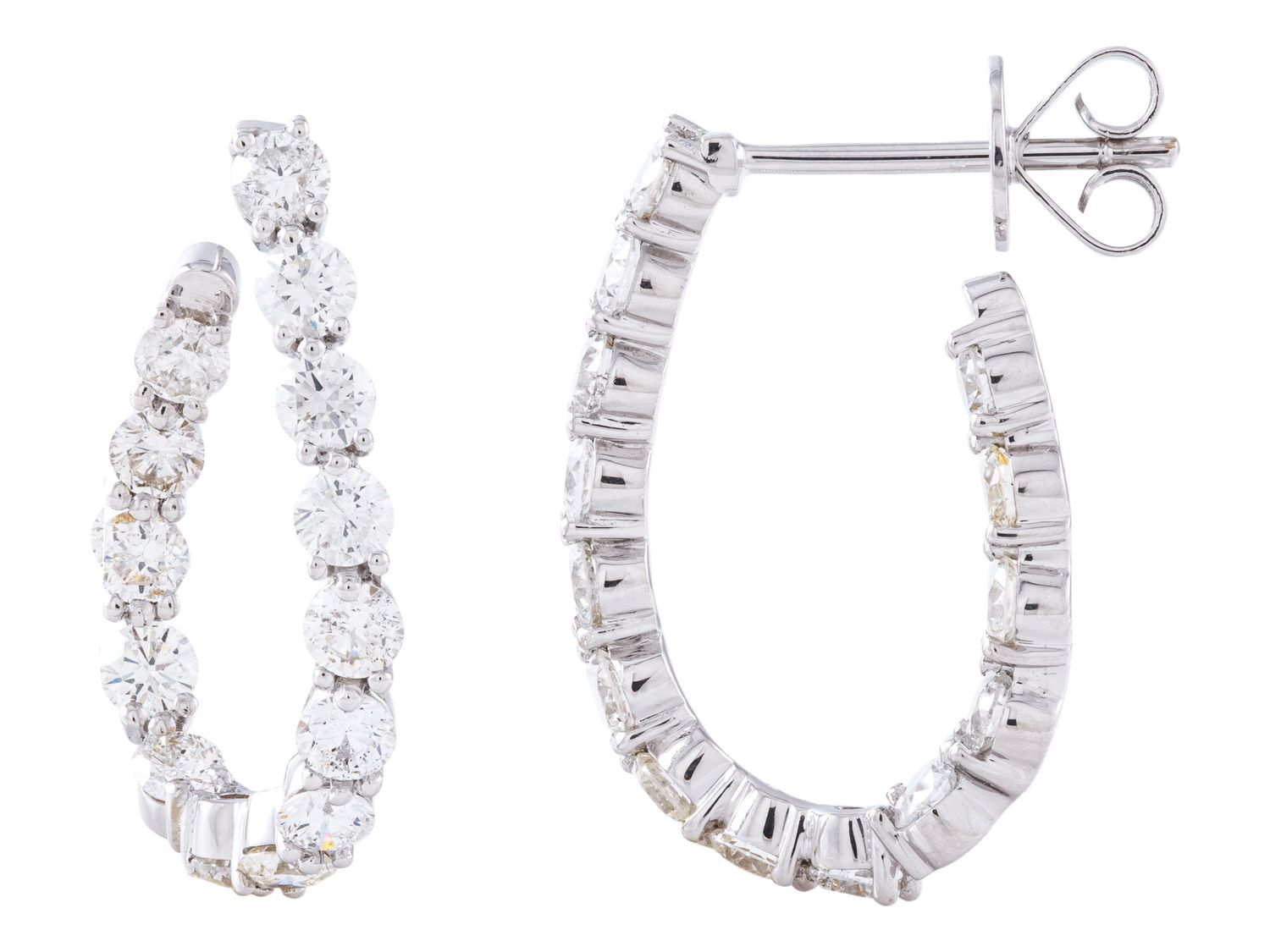Diamond Earrings - 14 KT White Gold