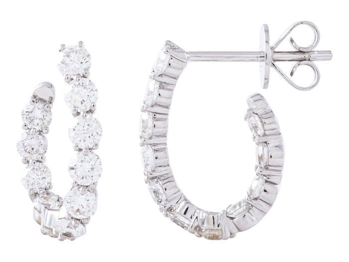 Diamond Earrings - 14 KT White Gold