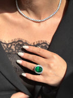 Oval Emerald Halo Ring