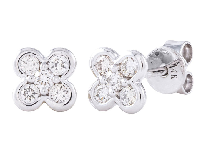 Diamond Earrings - 14 KT White Gold