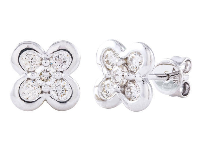Diamond Earrings - 14 KT White Gold