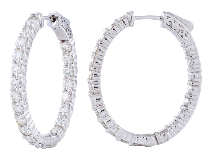 Diamond Hoop Earrings - 14 KT White Gold