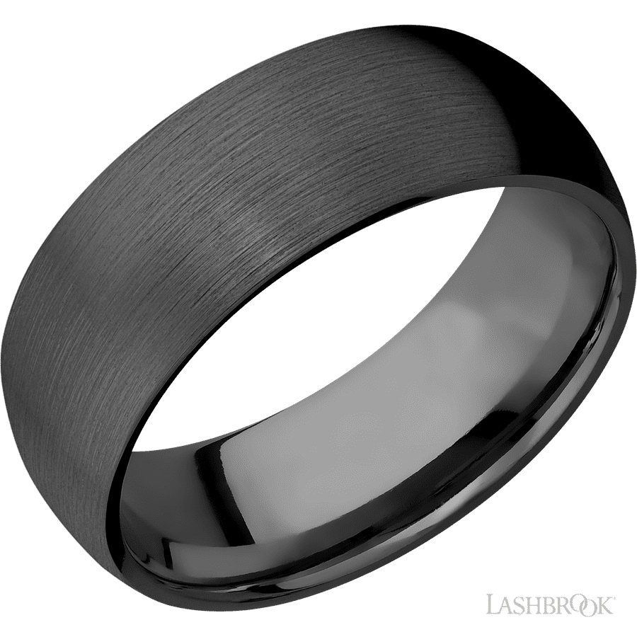 8 mm wide Domed Zirconium band.