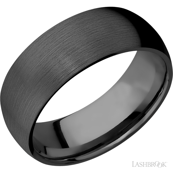 8 mm wide Domed Zirconium band.
