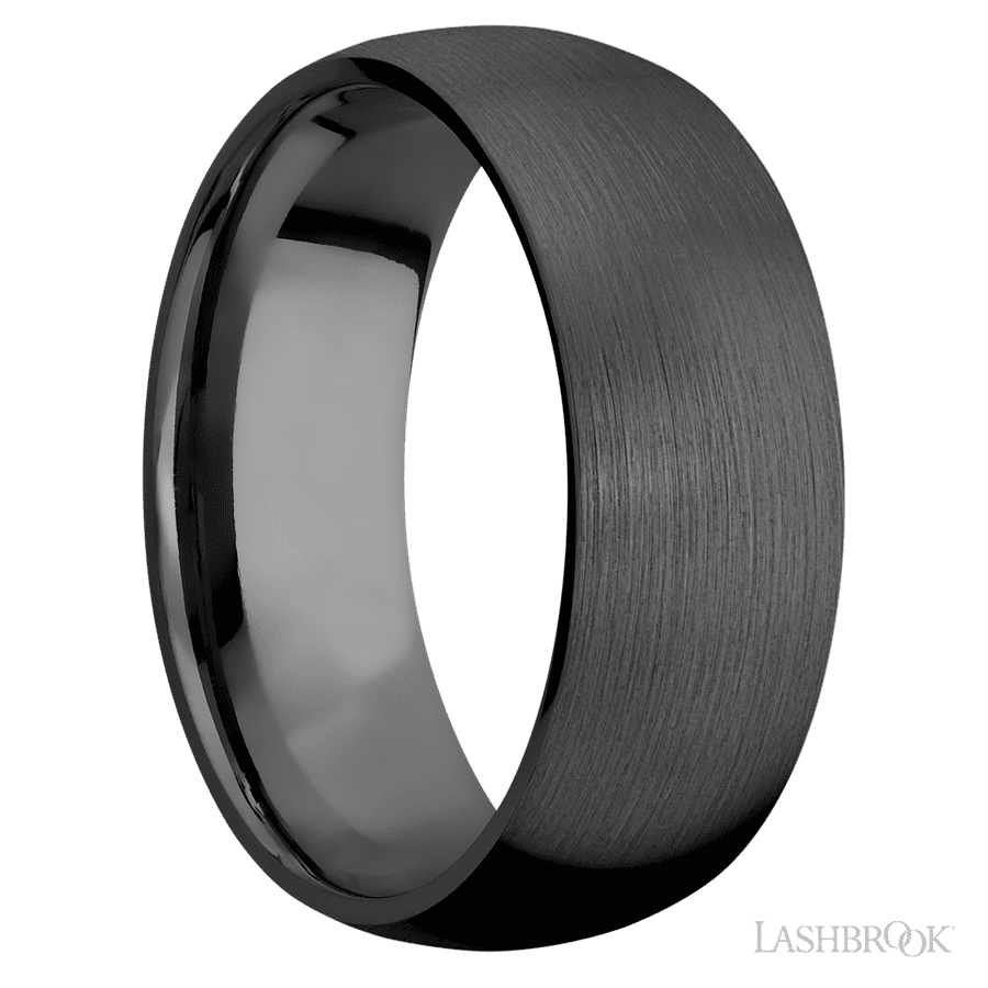 8 mm wide Domed Zirconium band.