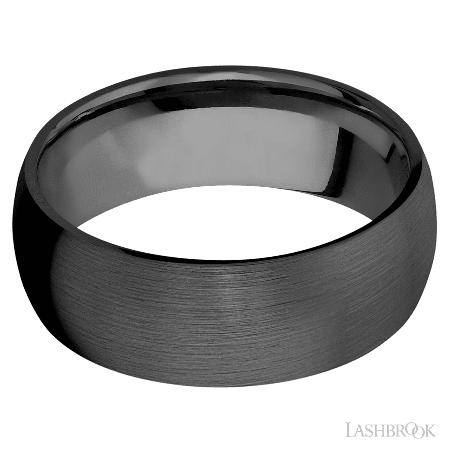 8 mm wide Domed Zirconium band.