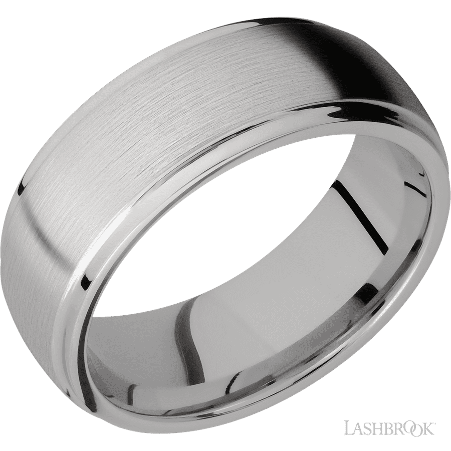 8 mm wide Domed Stepped Down Edges Titanium band.
