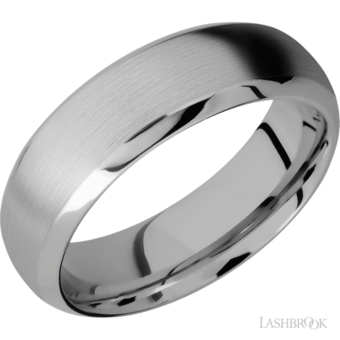 7 mm wide Domed Bevel Titanium band.