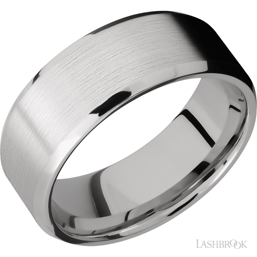 8 mm wide Beveled Cobalt Chrome band.
