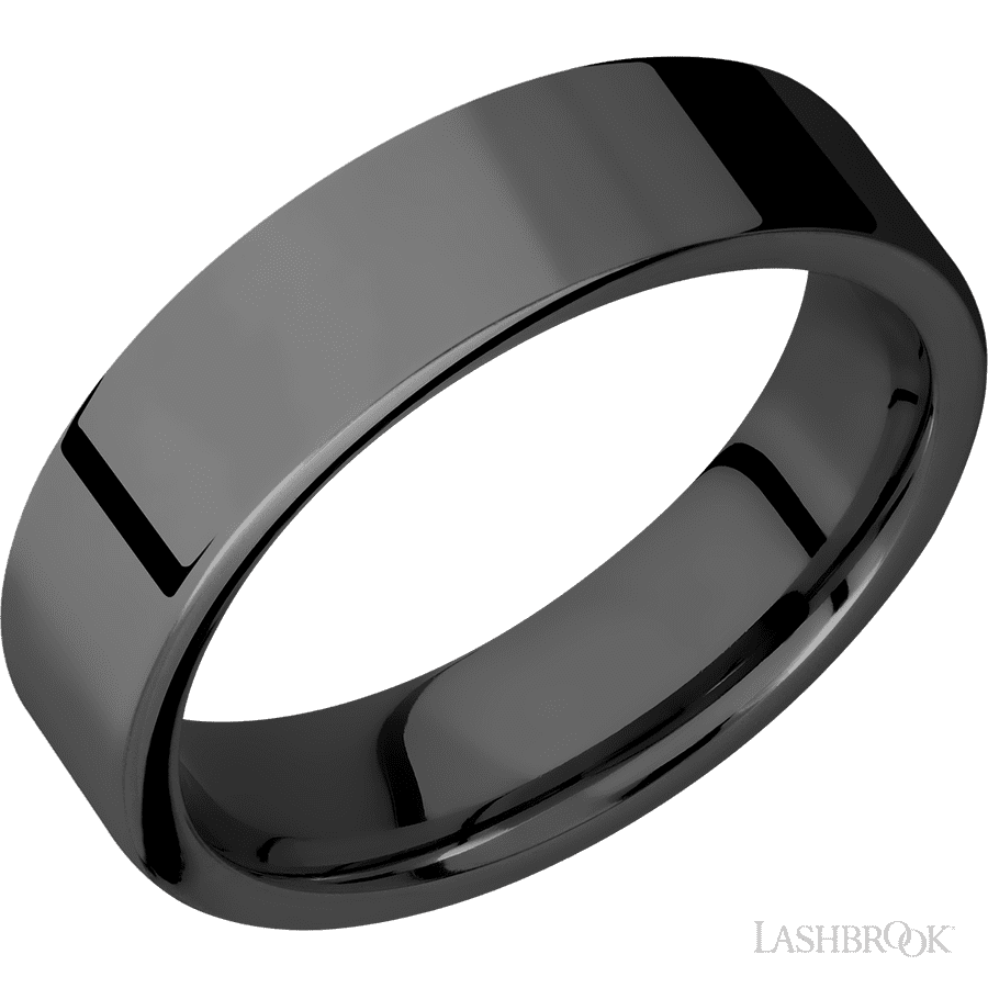 6 mm wide Flat Zirconium band.