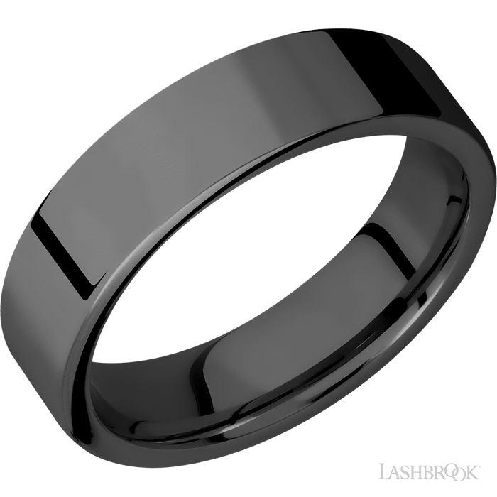 6 mm wide Flat Zirconium band.