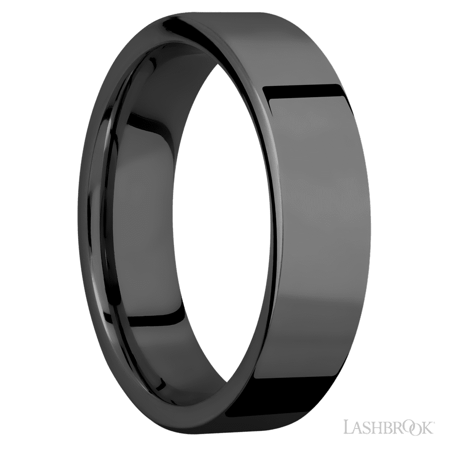6 mm wide Flat Zirconium band.