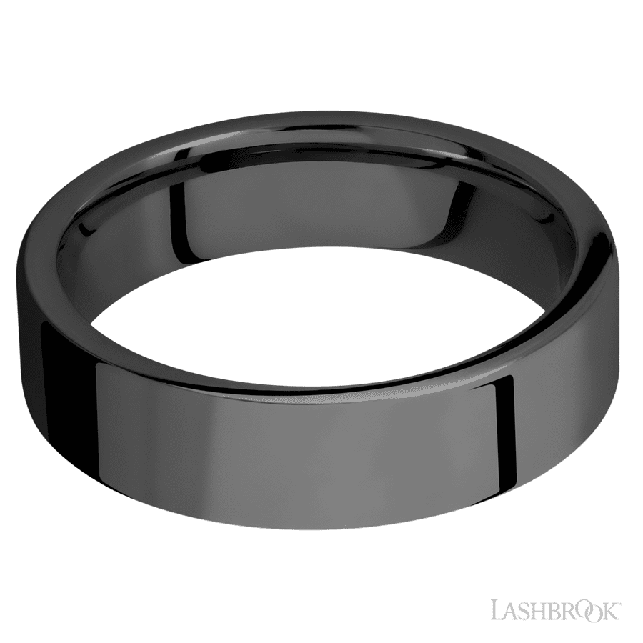 6 mm wide Flat Zirconium band.