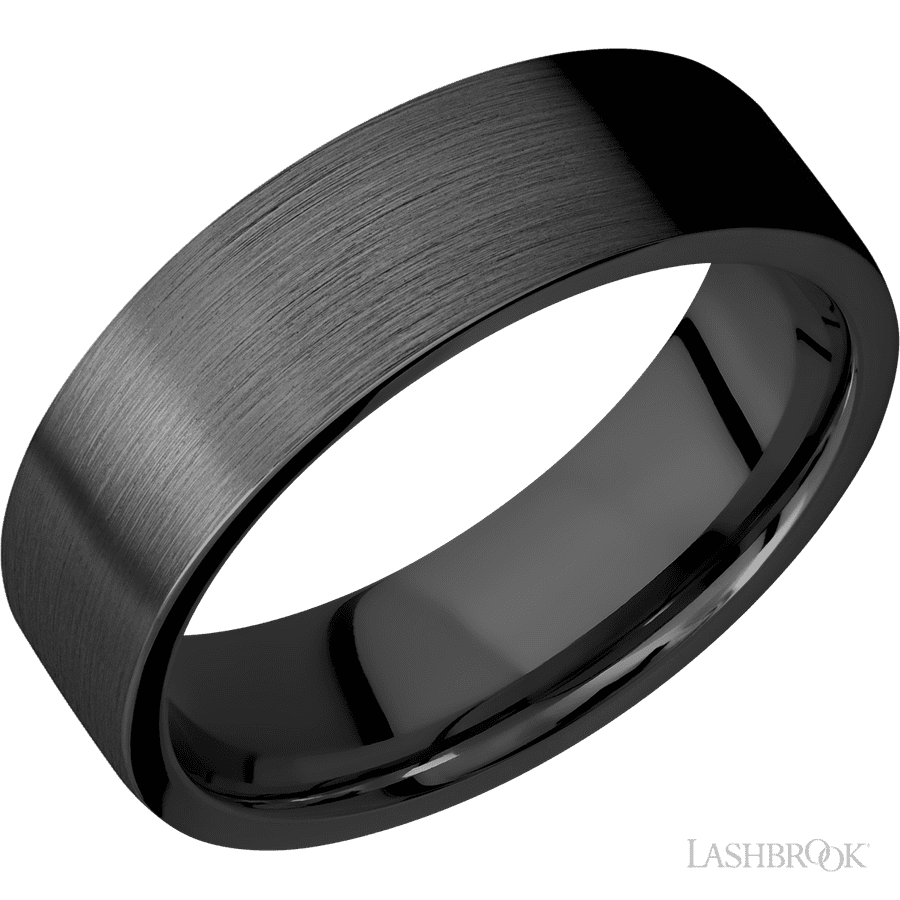 7 mm wide Flat Zirconium band.