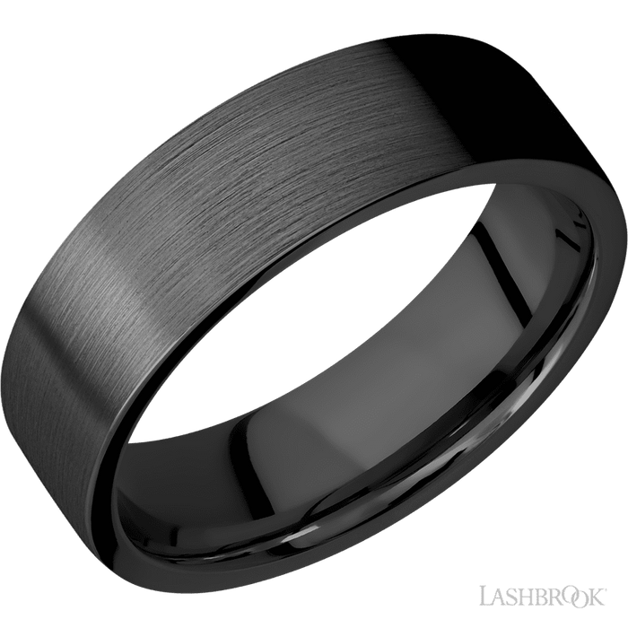 7 mm wide Flat Zirconium band.