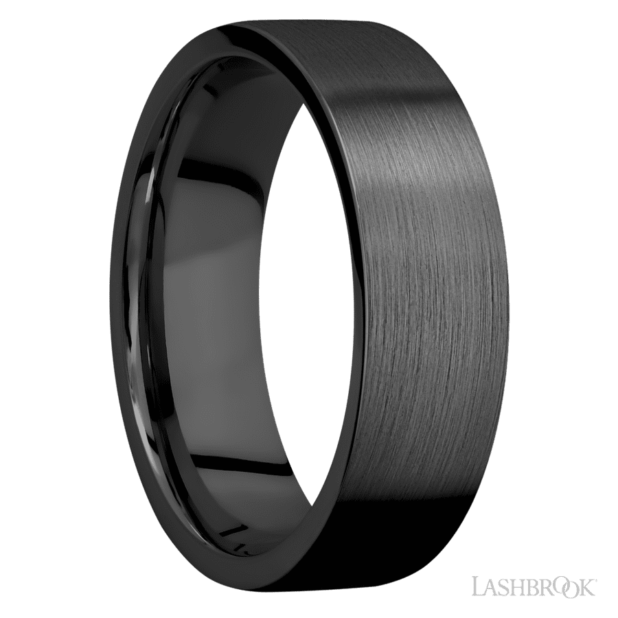 7 mm wide Flat Zirconium band.