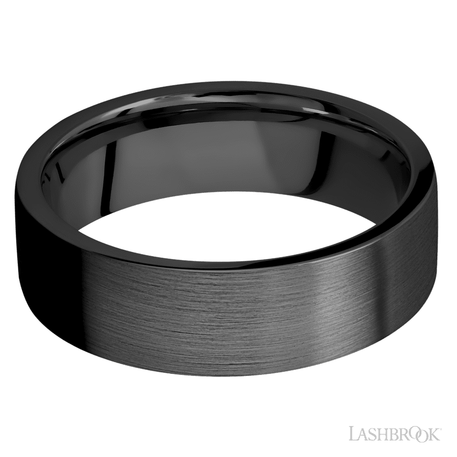 7 mm wide Flat Zirconium band.
