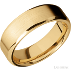 7 mm wide Beveled 10K Yellow Gold band.