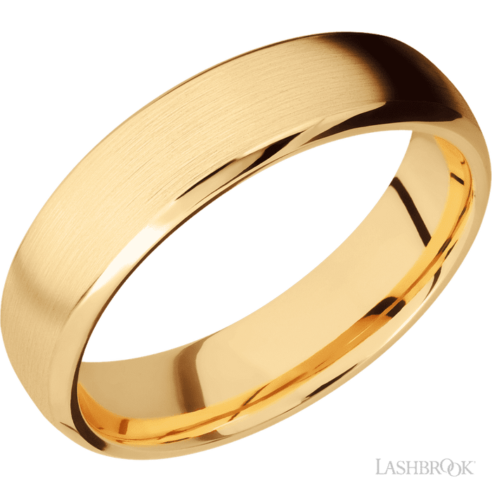 6 mm wide Domed Bevel 14K Yellow Gold band.