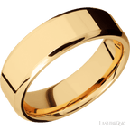 7 mm wide Beveled 14K Yellow Gold band.