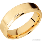 7 mm wide High Bevel Milgrain 14K Yellow Gold band.