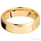 7 mm wide High Bevel Milgrain 14K Yellow Gold band.