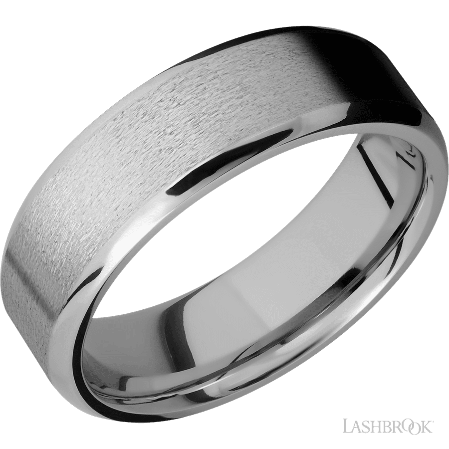 7 mm wide Beveled Titanium band.